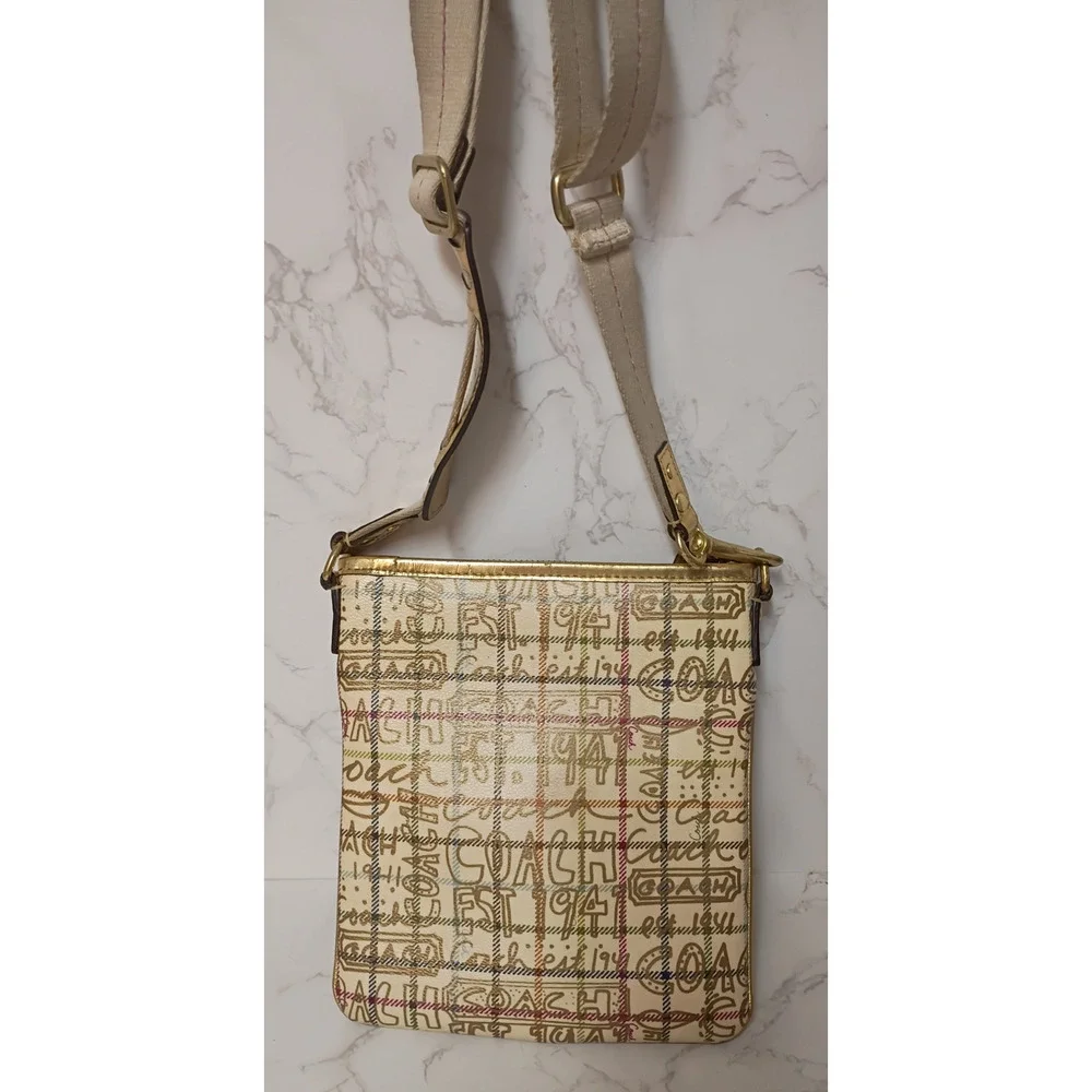 Coach Metallic Graffiti Tattersall Swingpack EUC Crossbody Bag - Picture 2 of 6